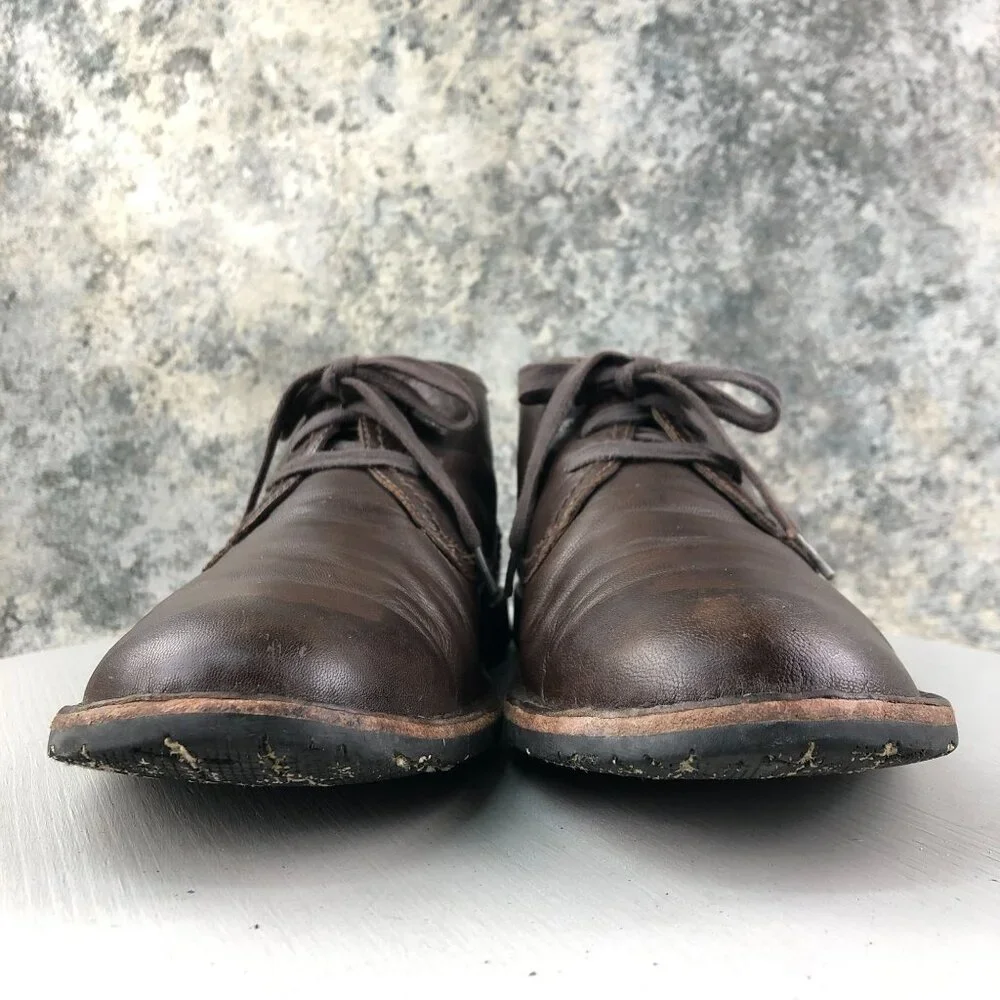 John Varvatos Men's Size 10M Dark Brown Leather Lace-Up Chukka Ankle Boots FAIR